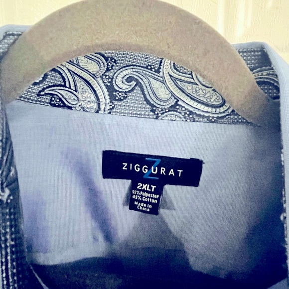 Ziggurat Men's Contrasting Cuffs Blue Press Dress Shirt Size 2XLT Multicolor - Picture 5 of 7